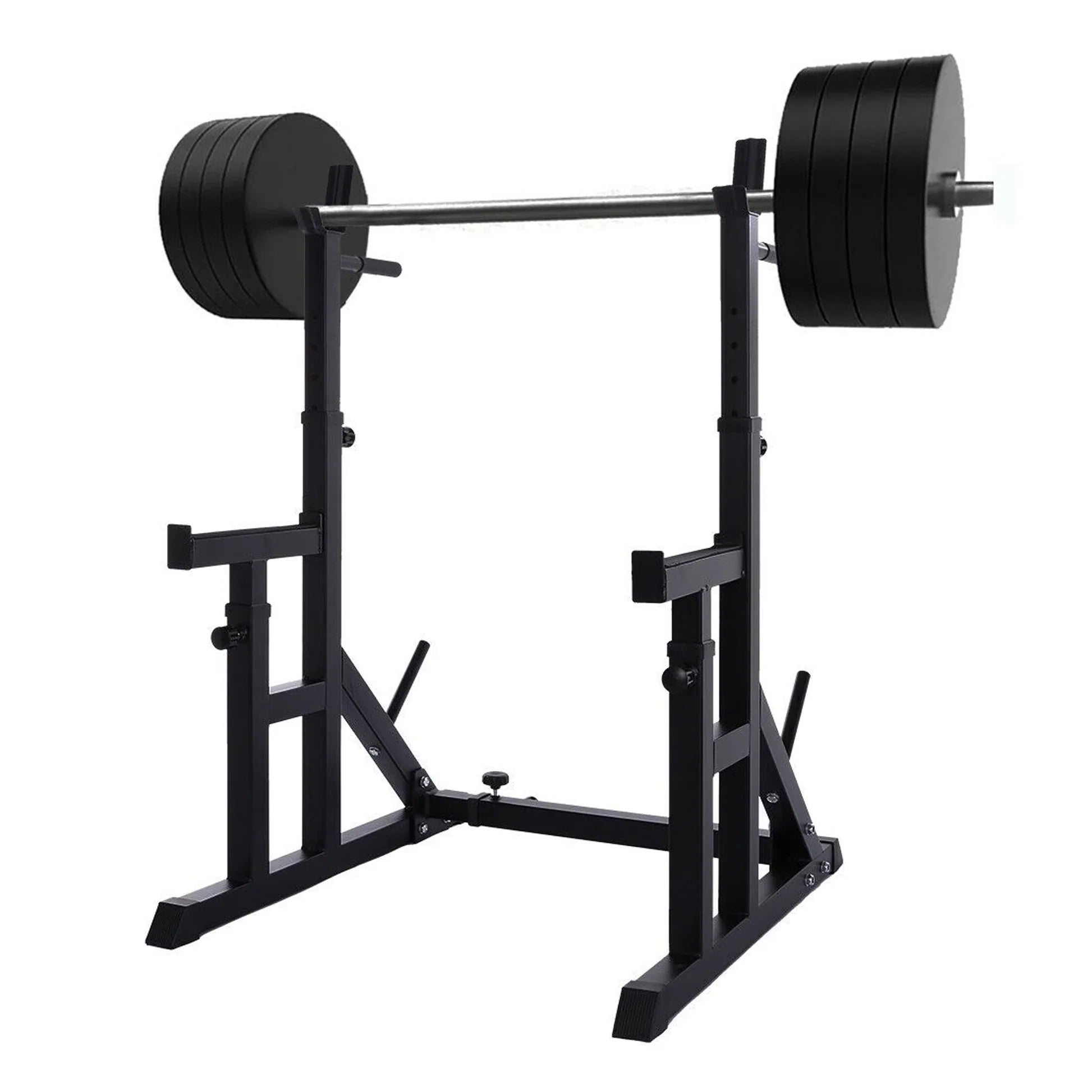 Rack Ajustable Robuste pour Squat et Développé Couché 2.0 – Capacité 400kg, 13 Niveaux de Hauteur, Poignées de Dips, Rangement pour Disques & Support pour Barre Olympique pour Entraînement à Domicile
