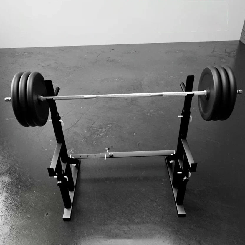 Rack Ajustable Robuste pour Squat et Développé Couché 2.0 – Capacité 400kg, 13 Niveaux de Hauteur, Poignées de Dips, Rangement pour Disques & Support pour Barre Olympique pour Entraînement à Domicile