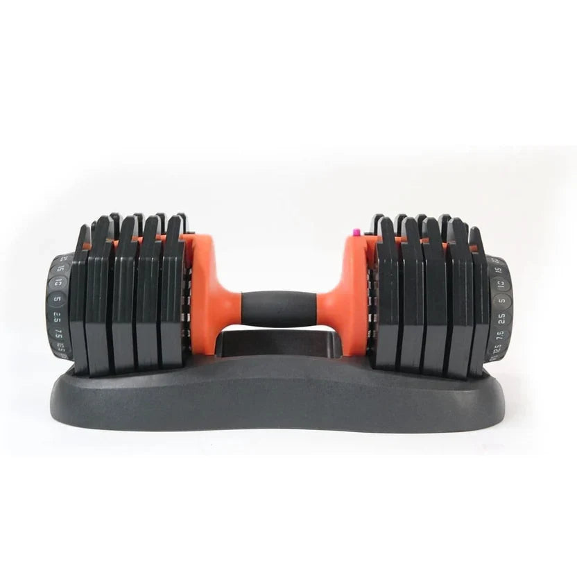 Haltères réglables 10 en 1 (2,5 à 25 kg) avec molette de réglage rapide et verrouillage de sécurité – Équipement de musculation compact pour la maison
