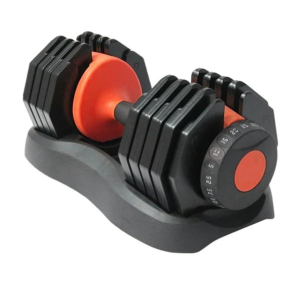 Haltères réglables 10 en 1 (2,5 à 25 kg) avec molette de réglage rapide et verrouillage de sécurité – Équipement de musculation compact pour la maison