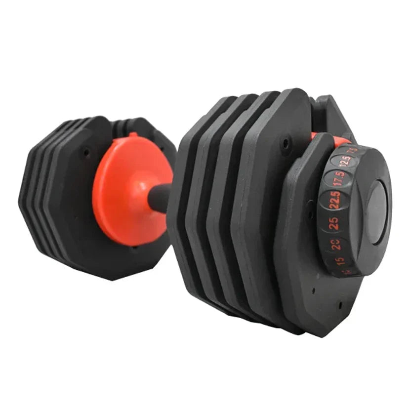 Haltères réglables 10 en 1 (2,5 à 25 kg) avec molette de réglage rapide et verrouillage de sécurité – Équipement de musculation compact pour la maison