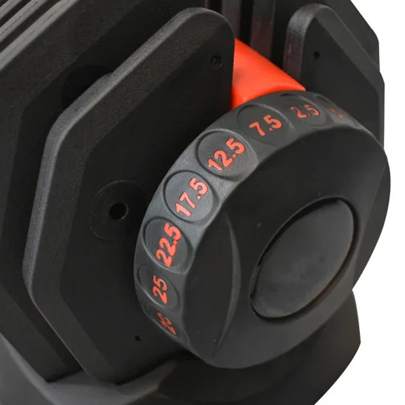 Haltères réglables 10 en 1 (2,5 à 25 kg) avec molette de réglage rapide et verrouillage de sécurité – Équipement de musculation compact pour la maison