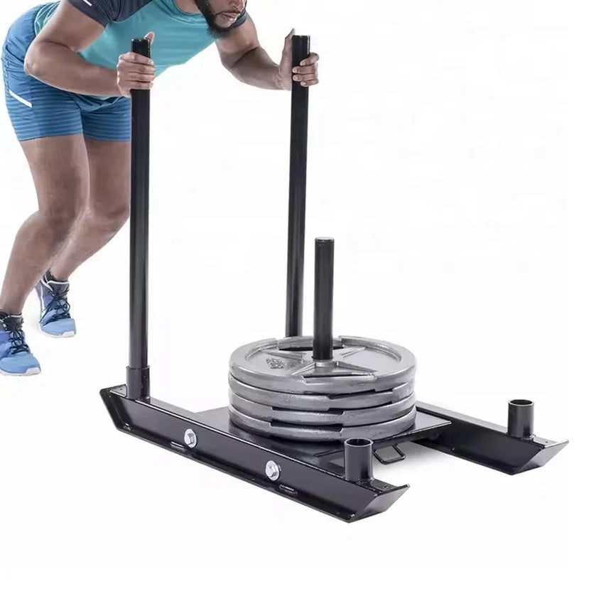 Traîneau en acier robuste et tapis de sprint de 10 m – Gazon en polyéthylène avec marquages numérotés – Entraînement de vitesse et de résistance – Idéal pour les gymnases à domicile et les studios personnels