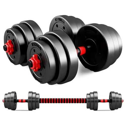 Ensemble haltères et barre ajustables – Revêtement vinyle – Kit d'entraînement musculaire 20/25/30 kg pour la maison, réduction du bruit, gain de place