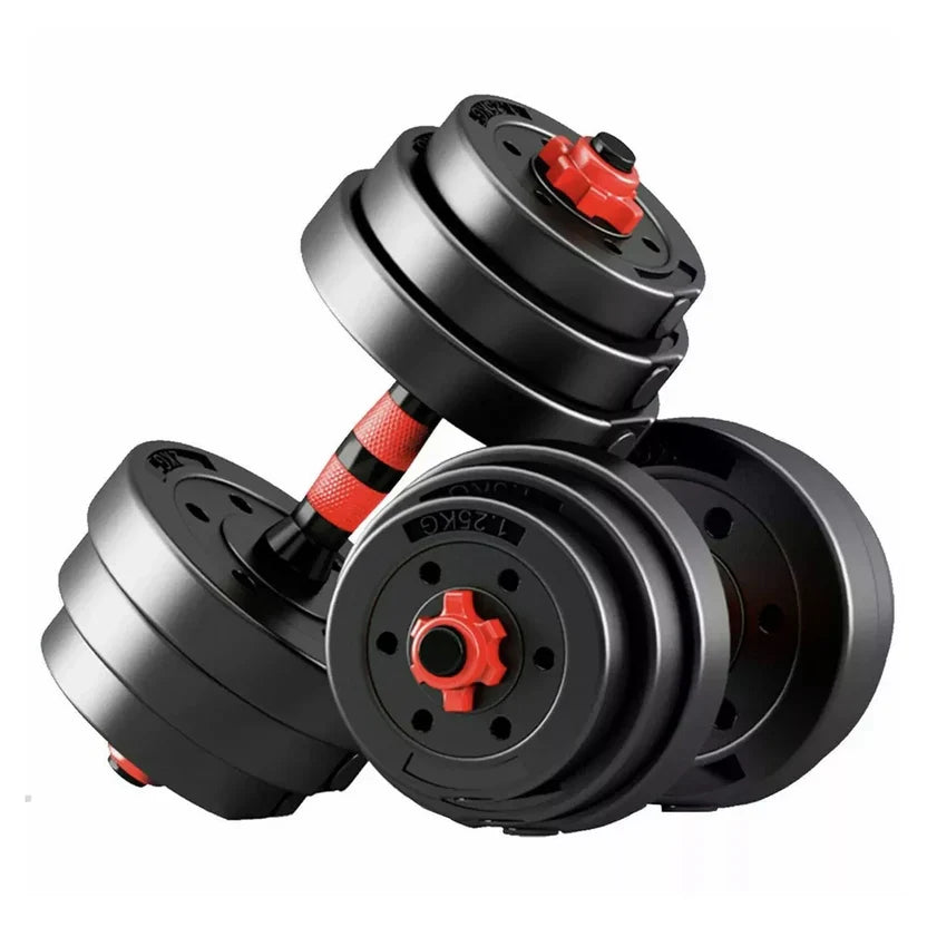 Ensemble haltères et barre ajustables – Revêtement vinyle – Kit d'entraînement musculaire 20/25/30 kg pour la maison, réduction du bruit, gain de place