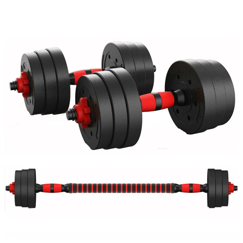 Ensemble haltères et barre ajustables – Revêtement vinyle – Kit d'entraînement musculaire 20/25/30 kg pour la maison, réduction du bruit, gain de place