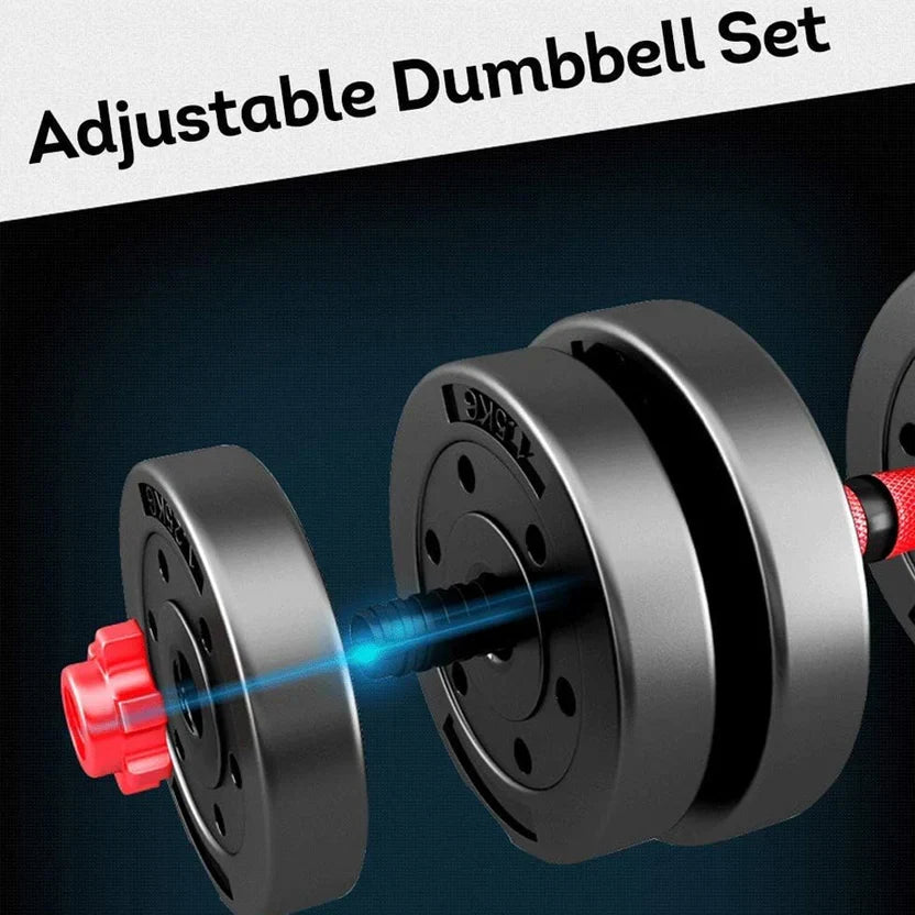 Ensemble haltères et barre ajustables – Revêtement vinyle – Kit d'entraînement musculaire 20/25/30 kg pour la maison, réduction du bruit, gain de place