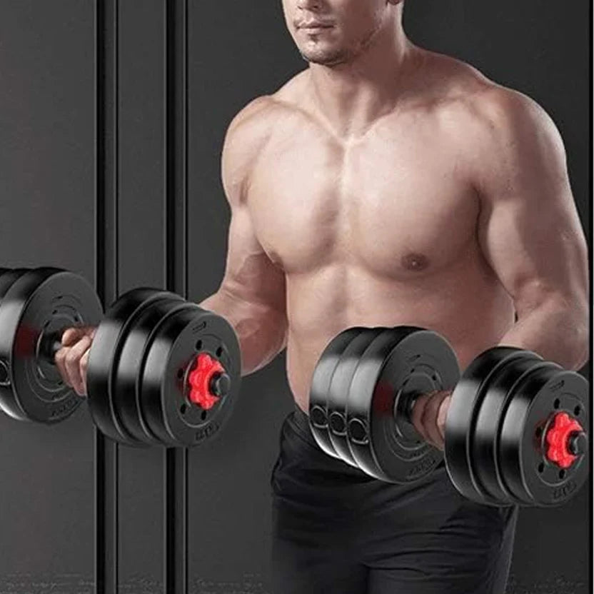 Ensemble haltères et barre ajustables – Revêtement vinyle – Kit d'entraînement musculaire 20/25/30 kg pour la maison, réduction du bruit, gain de place