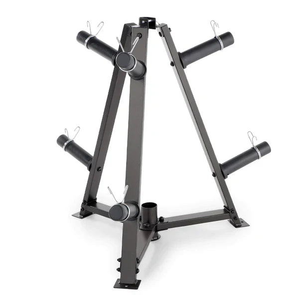 Rack vertical durable pour plaques de poids et haltères – Cadre en acier robuste, capacité de 300 kg, 6 pinces de sécurité incluses – Organisateur de gym à domicile peu encombrant