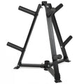 Rack vertical durable pour plaques de poids et haltères – Cadre en acier robuste, capacité de 300 kg, 6 pinces de sécurité incluses – Organisateur de gym à domicile peu encombrant