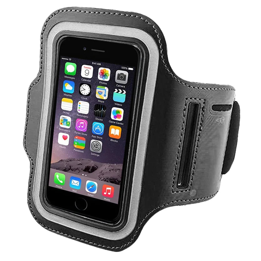 Brassard de sport étanche pour téléphone – Housse élastique en néoprène, bandes réfléchissantes, convient aux téléphones jusqu'à 7 pouces, compatible écran tactile – idéal pour la course et la gym