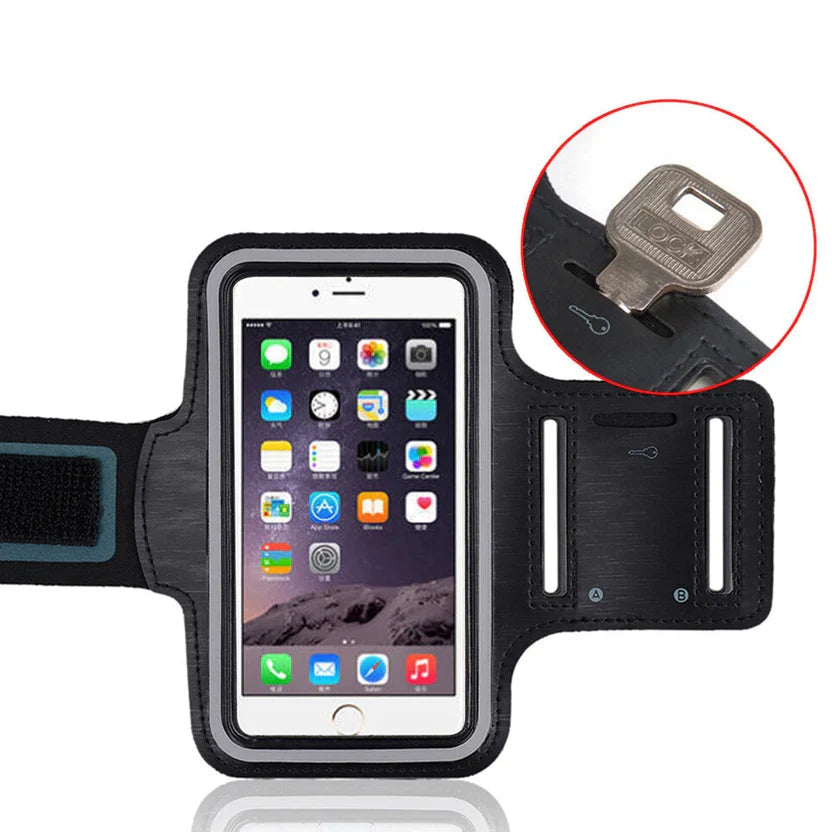 Brassard de sport étanche pour téléphone – Housse élastique en néoprène, bandes réfléchissantes, convient aux téléphones jusqu'à 7 pouces, compatible écran tactile – idéal pour la course et la gym