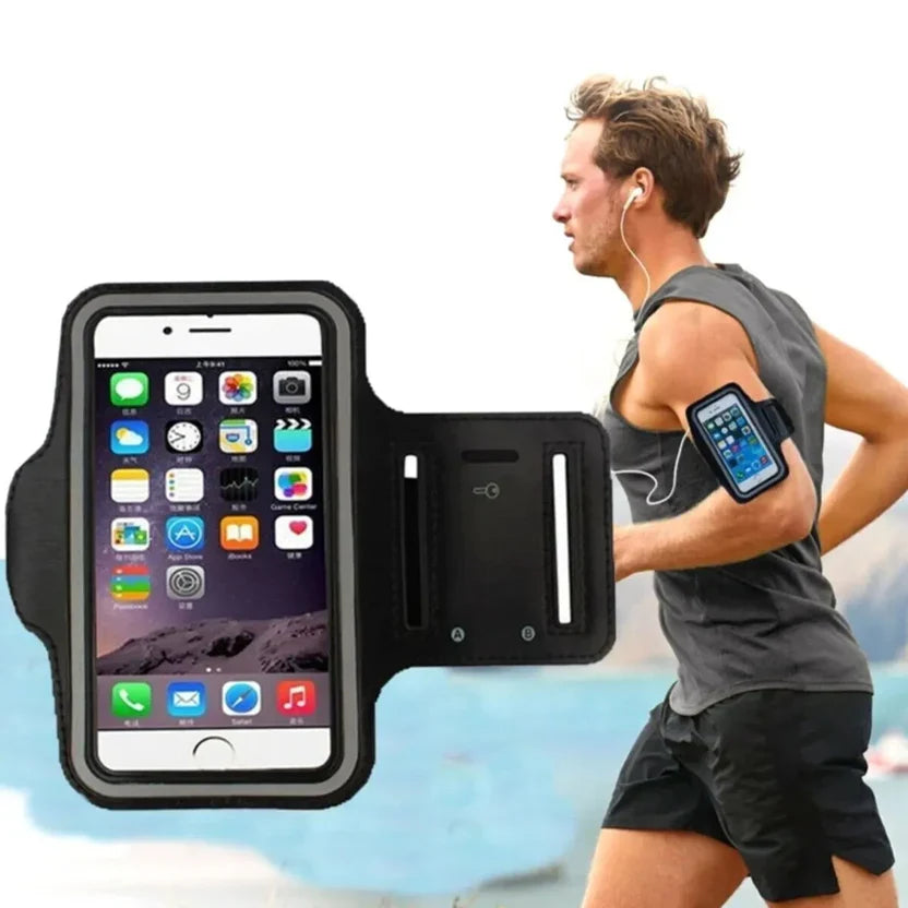 Brassard de sport étanche pour téléphone – Housse élastique en néoprène, bandes réfléchissantes, convient aux téléphones jusqu'à 7 pouces, compatible écran tactile – idéal pour la course et la gym