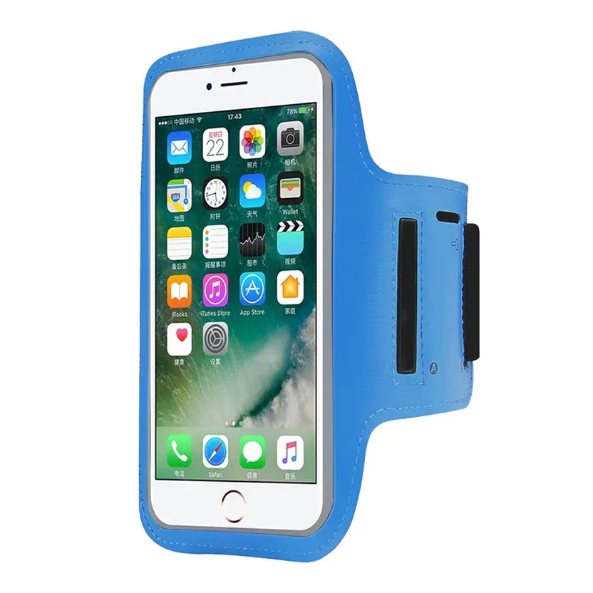 Brassard de sport étanche pour téléphone – Housse élastique en néoprène, bandes réfléchissantes, convient aux téléphones jusqu'à 7 pouces, compatible écran tactile – idéal pour la course et la gym