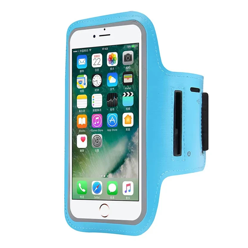 Brassard de sport étanche pour téléphone – Housse élastique en néoprène, bandes réfléchissantes, convient aux téléphones jusqu'à 7 pouces, compatible écran tactile – idéal pour la course et la gym