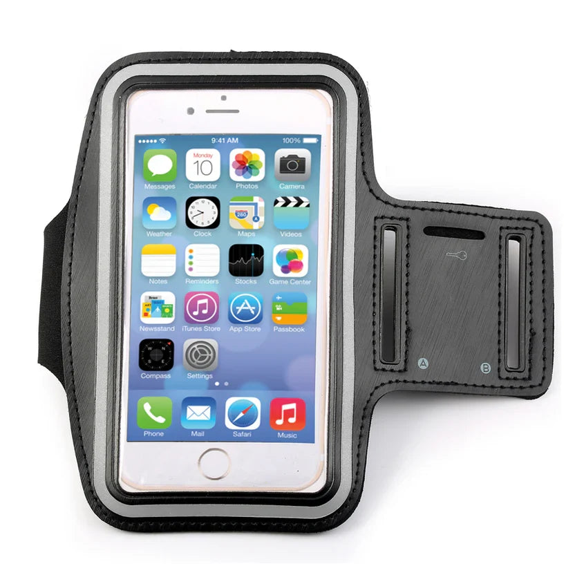 Brassard de sport étanche pour téléphone – Housse élastique en néoprène, bandes réfléchissantes, convient aux téléphones jusqu'à 7 pouces, compatible écran tactile – idéal pour la course et la gym