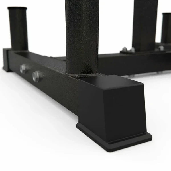 Support à Plaques de Poids Olympique à 3 Niveaux Robuste avec Porte-Barre – Acier Revêtu de Poudre Noire, Capacité de 200 kg, Organisateur de Gym à Domicile Peu Encombrant