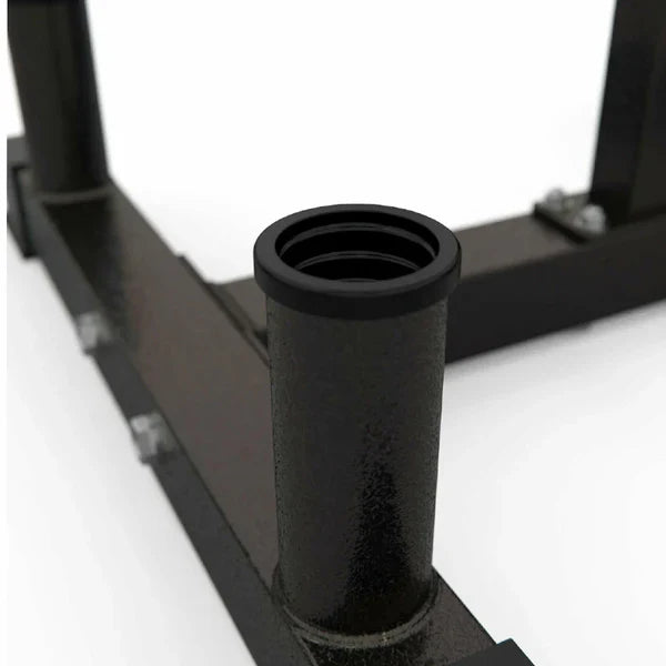 Support à Plaques de Poids Olympique à 3 Niveaux Robuste avec Porte-Barre – Acier Revêtu de Poudre Noire, Capacité de 200 kg, Organisateur de Gym à Domicile Peu Encombrant