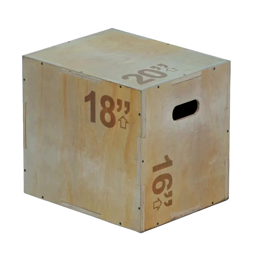 Boîte plyométrique en bois 3-en-1 robuste – Hauteur multiple (14, 16, 20, 24) | Surface antidérapante | Entraînement de saut à domicile pour l'agilité, le HIIT et la musculation