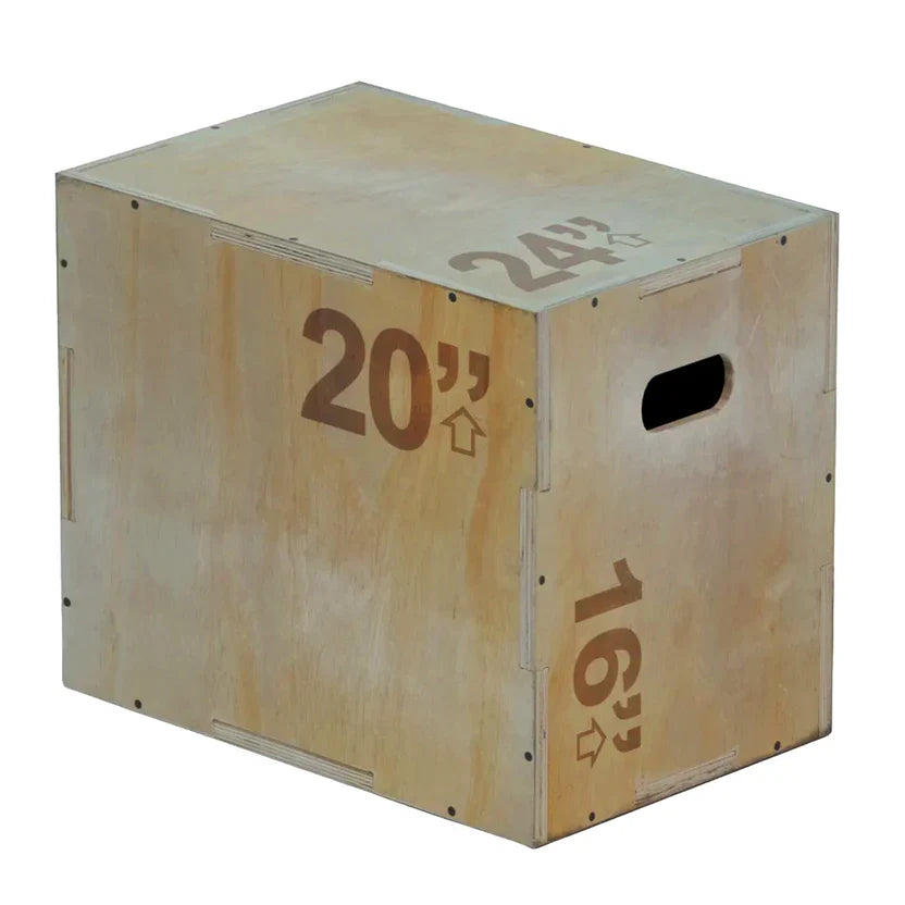 Boîte plyométrique en bois 3-en-1 robuste – Hauteur multiple (14, 16, 20, 24) | Surface antidérapante | Entraînement de saut à domicile pour l'agilité, le HIIT et la musculation