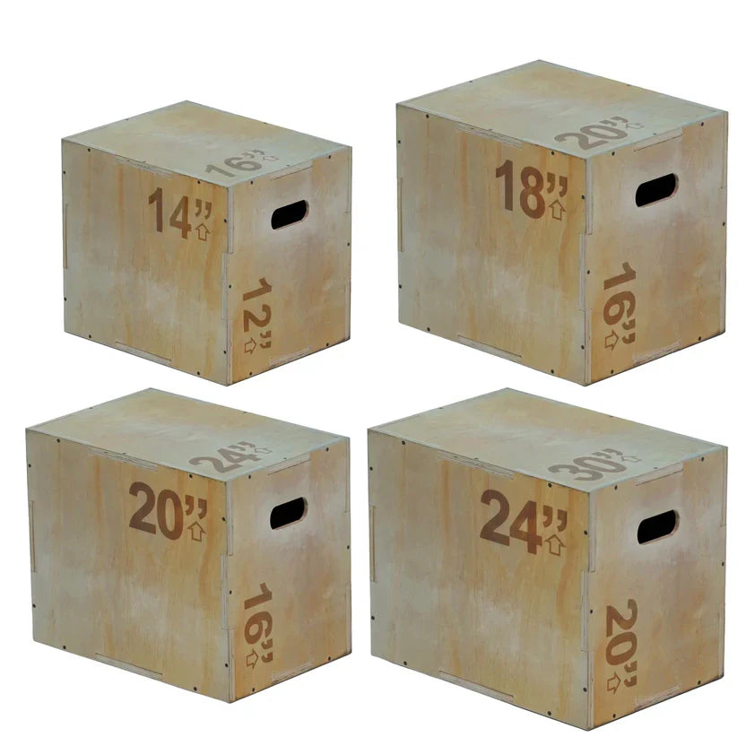 Boîte plyométrique en bois 3-en-1 robuste – Hauteur multiple (14, 16, 20, 24) | Surface antidérapante | Entraînement de saut à domicile pour l'agilité, le HIIT et la musculation