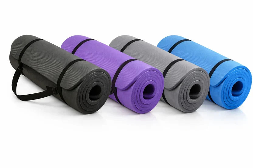 Tapis de Yoga en Mousse NBR Ultra-Épais 10 mm – Antidérapant, Écologique, Confort Amorti avec Sangle de Transport pour Fitness à Domicile, Pilates, HIIT et Gymnastique
