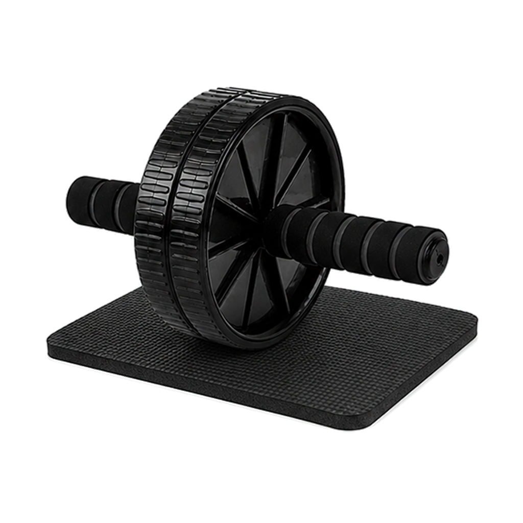 Roulette abdominale double roue avec tapis de genou extra épais – Abdominaux 3,2 po de large pour gym à domicile, poignées ergonomiques en mousse, capacité de 227 kg pour stabilité et confort