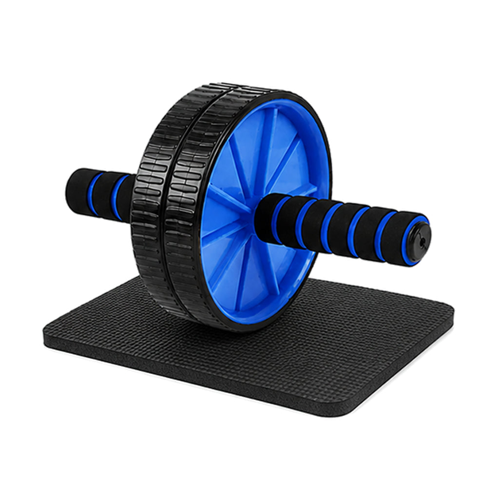 Roulette abdominale double roue avec tapis de genou extra épais – Abdominaux 3,2 po de large pour gym à domicile, poignées ergonomiques en mousse, capacité de 227 kg pour stabilité et confort