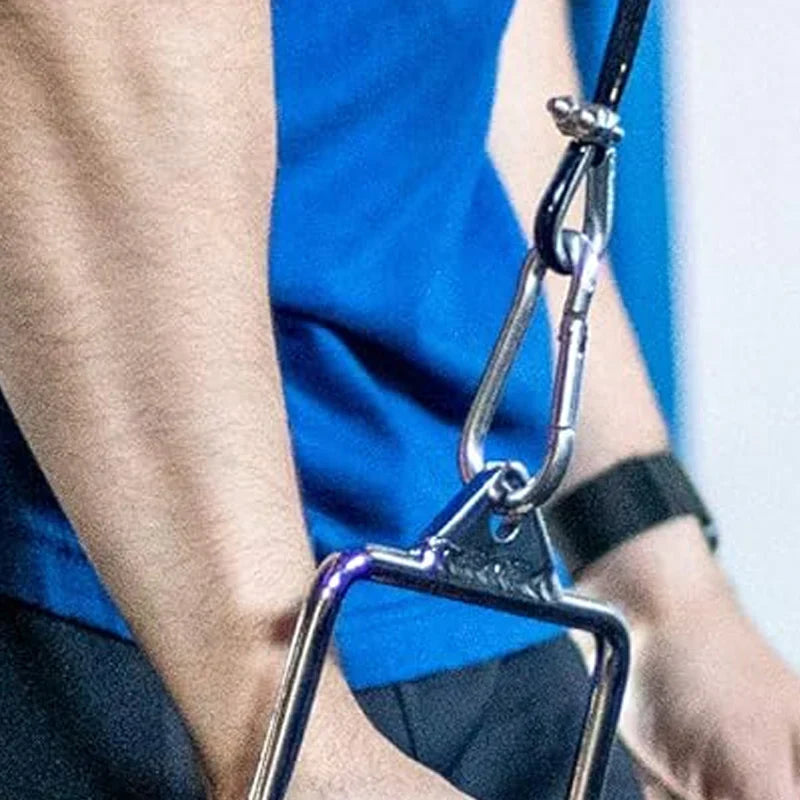 Accessoires pour machines à câble – Poignées en acier et recouvertes de caoutchouc, barres multi-prises et sangles de cheville pour un entraînement complet du corps – Idéal pour les salles de sport à domicile