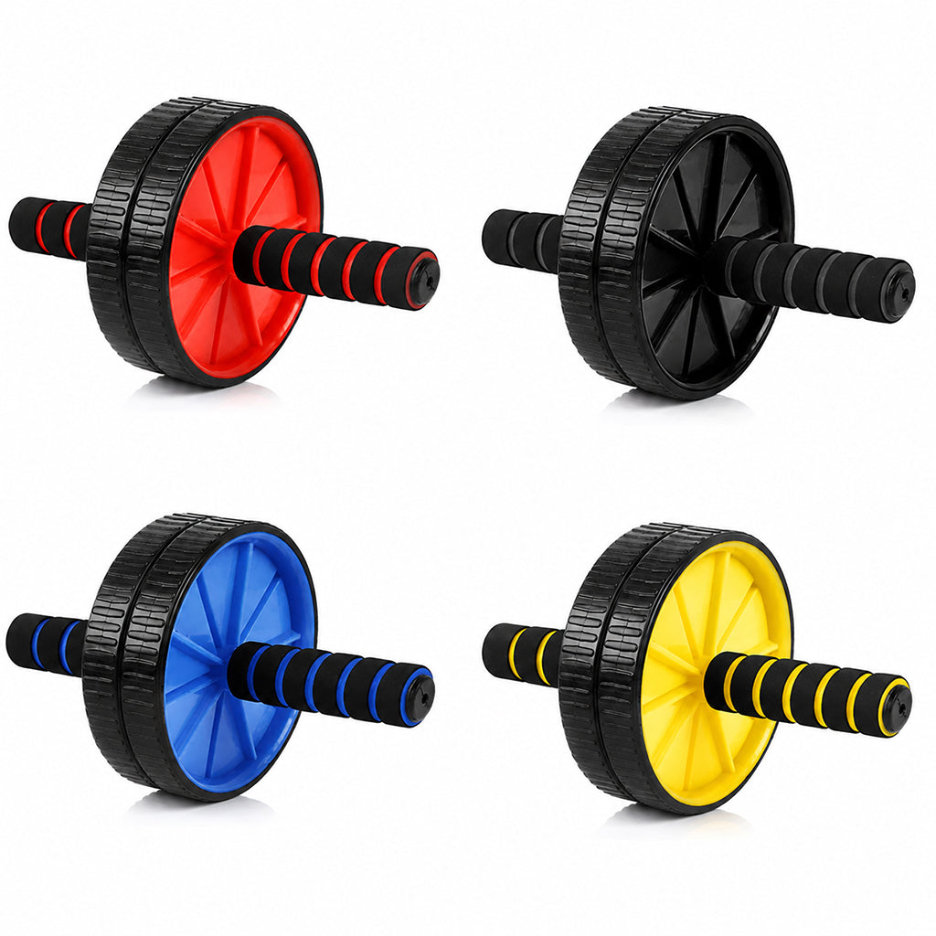 Roulette abdominale double roue avec tapis de genou extra épais – Abdominaux 3,2 po de large pour gym à domicile, poignées ergonomiques en mousse, capacité de 227 kg pour stabilité et confort