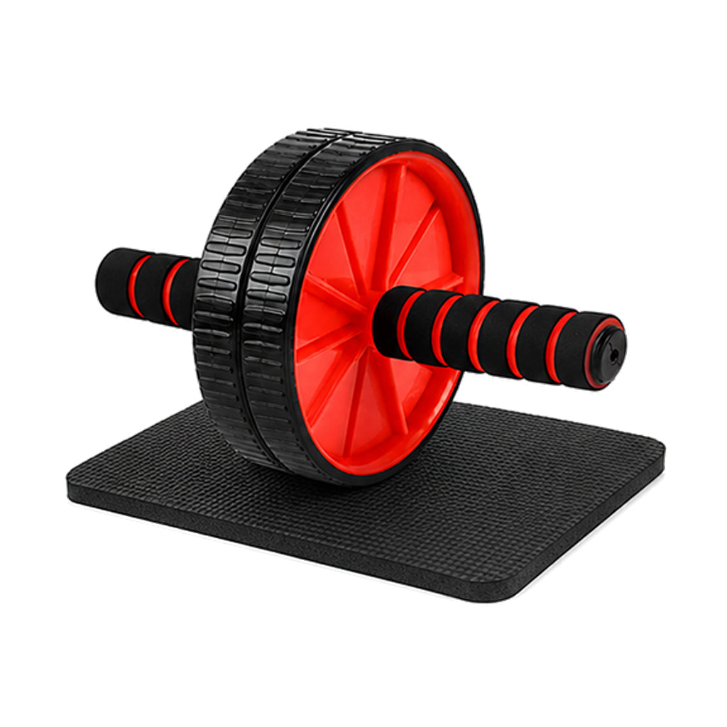 Roulette abdominale double roue avec tapis de genou extra épais – Abdominaux 3,2 po de large pour gym à domicile, poignées ergonomiques en mousse, capacité de 227 kg pour stabilité et confort